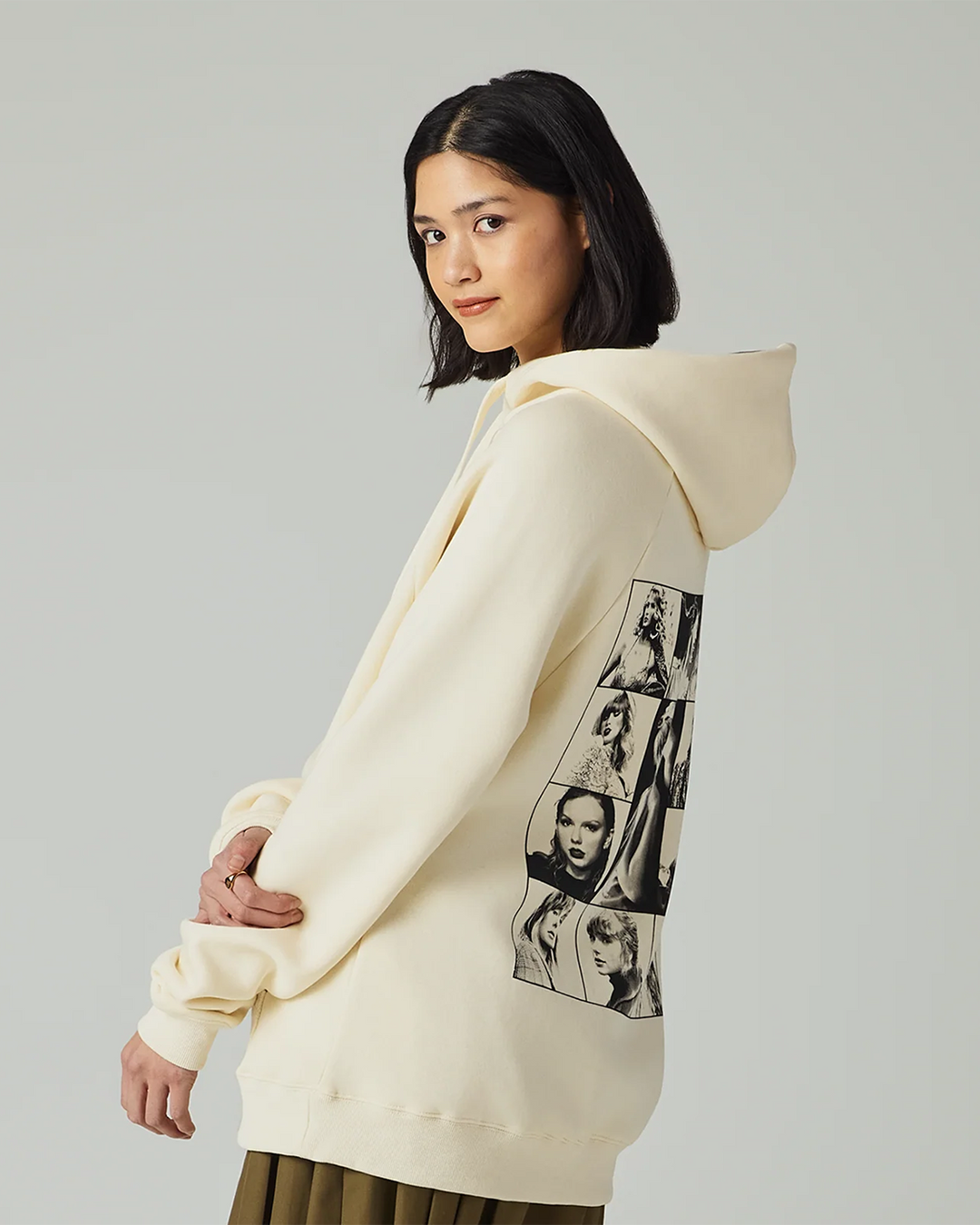 Taylor Swift | The Eras Tour III Beige Hoodie S model close up