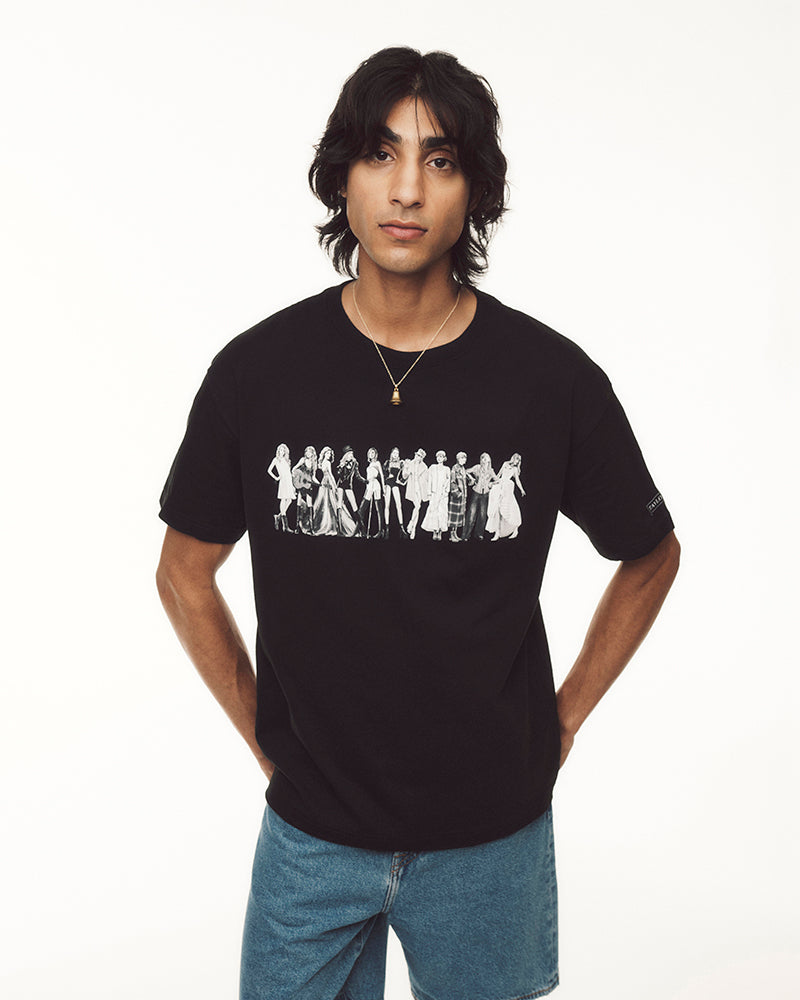 TTPD Eras Black T-Shirt Male Model Close-Up