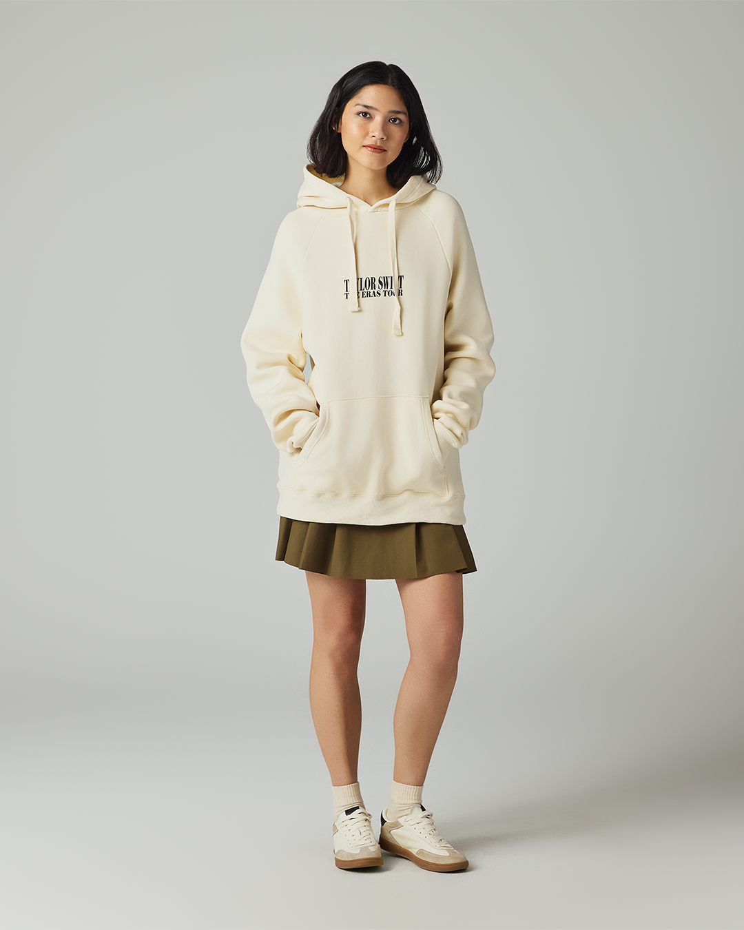 Taylor Swift | The Eras Tour III Beige Hoodie S model full length front