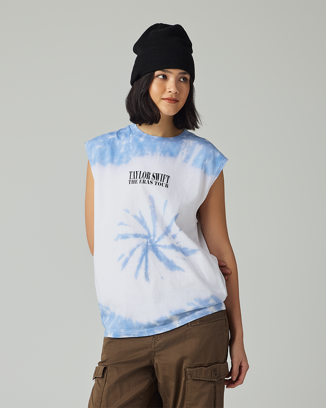 Taylor Swift | The Eras Tour Tie Dye Tank Top S size model close up front