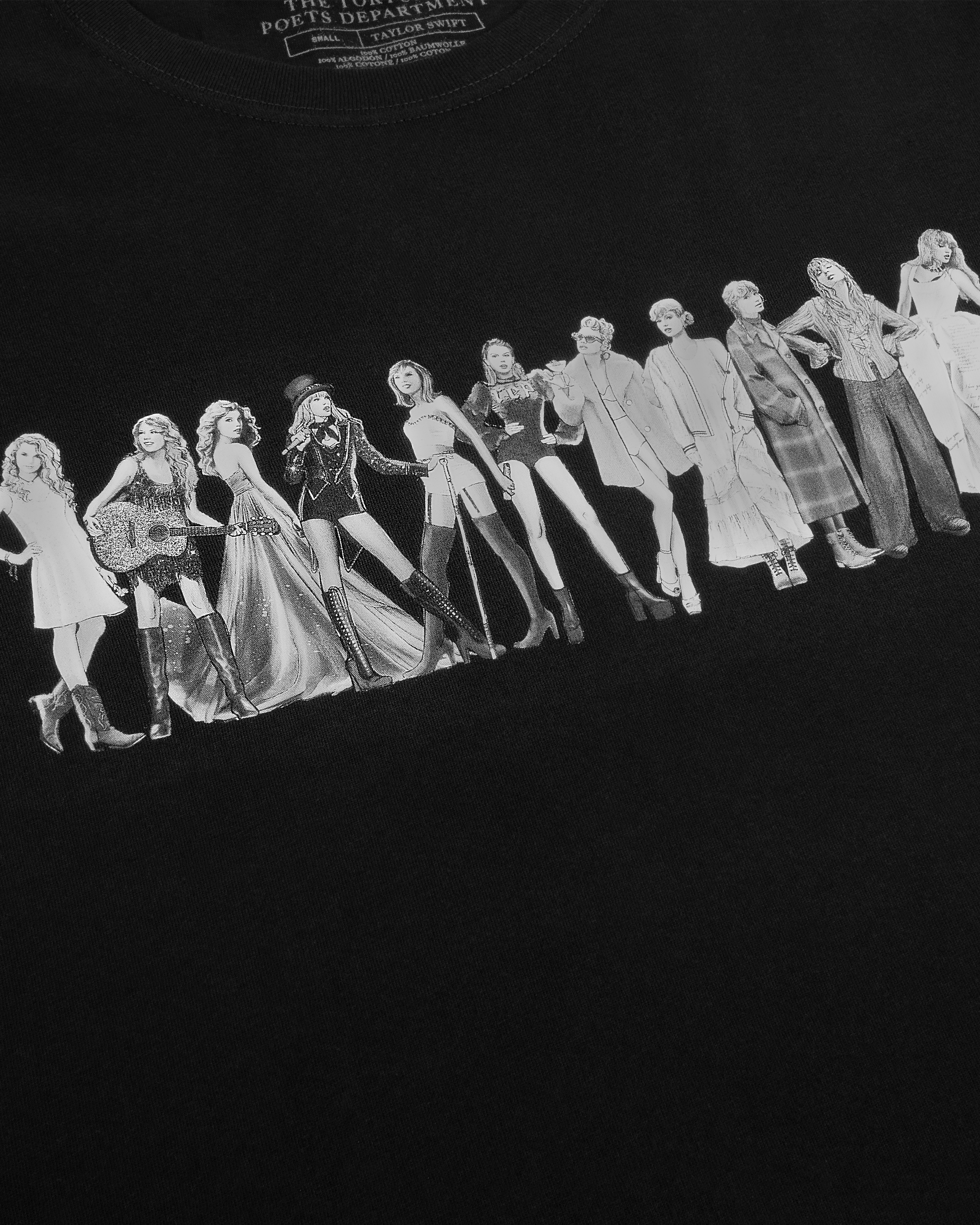 TTPD Eras Black T-Shirt Detail Close-Up