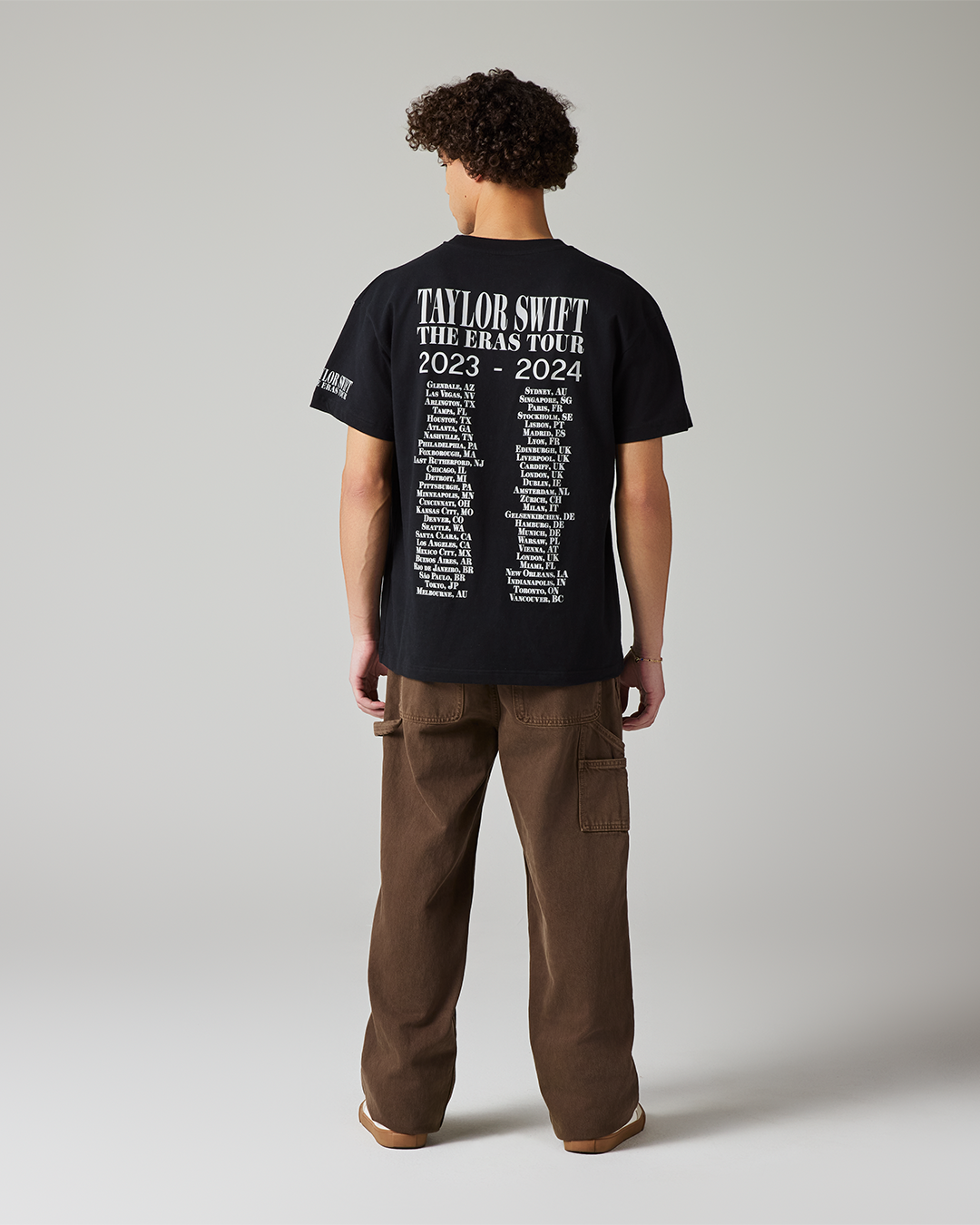 Taylor Swift | The Eras Tour Through Vancouver II Black T-Shirt L size model full length back
