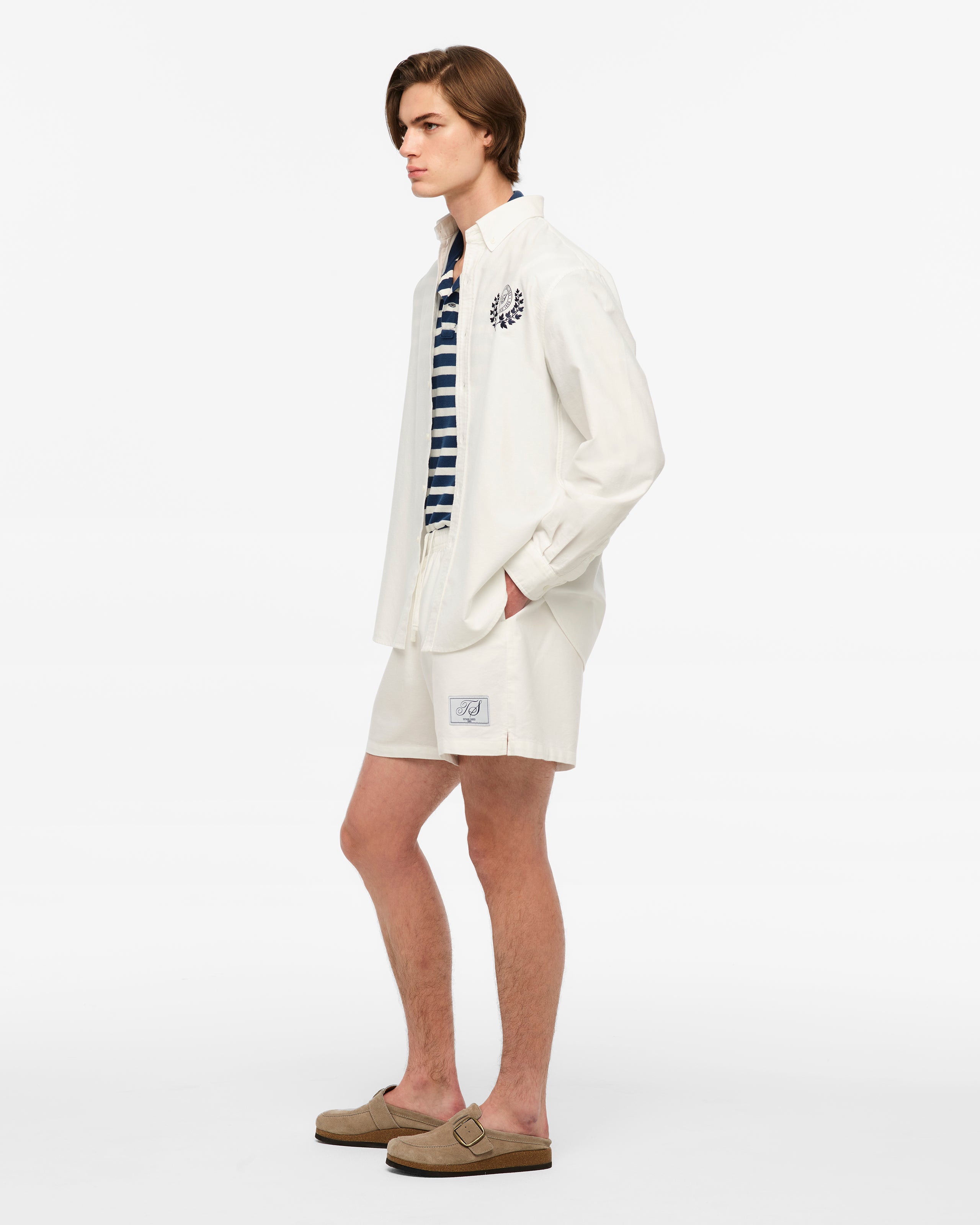 TS Crest White Oxford Shirt 2XL model side