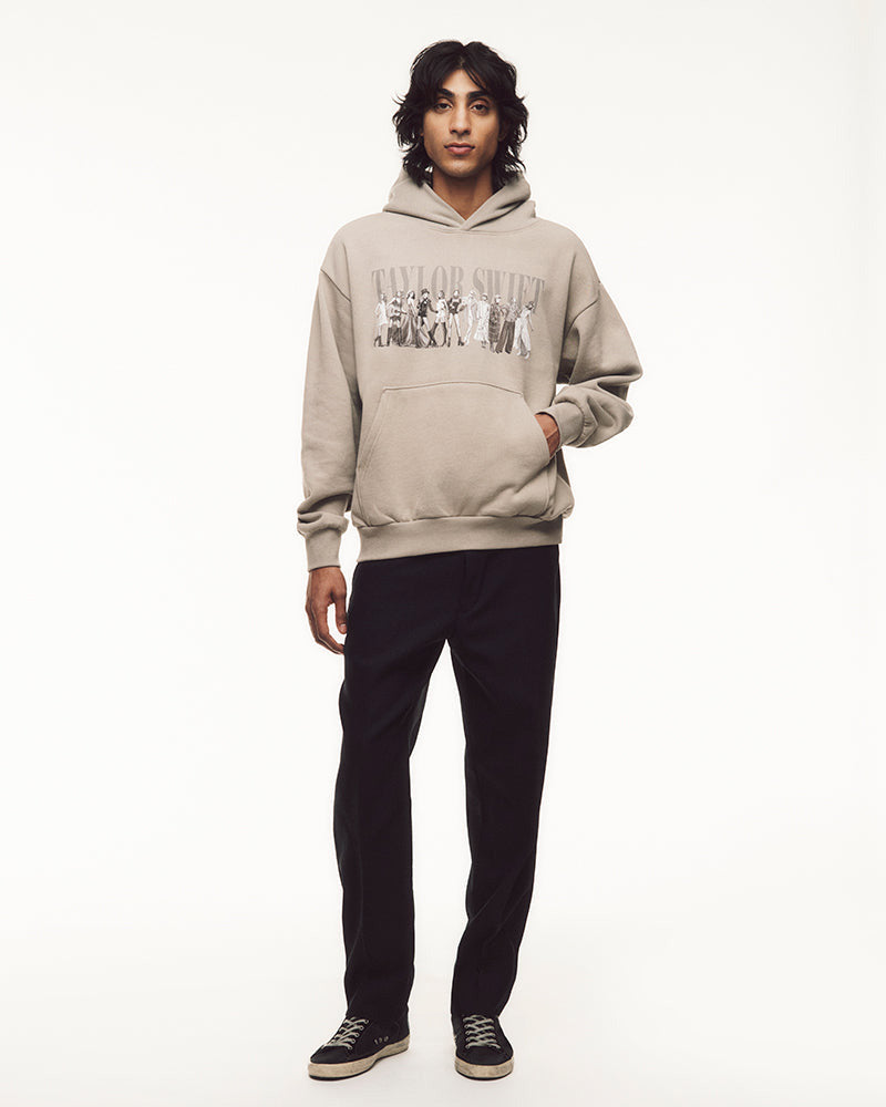 TTPD Eras Beige Hoodie Male Model Full Body