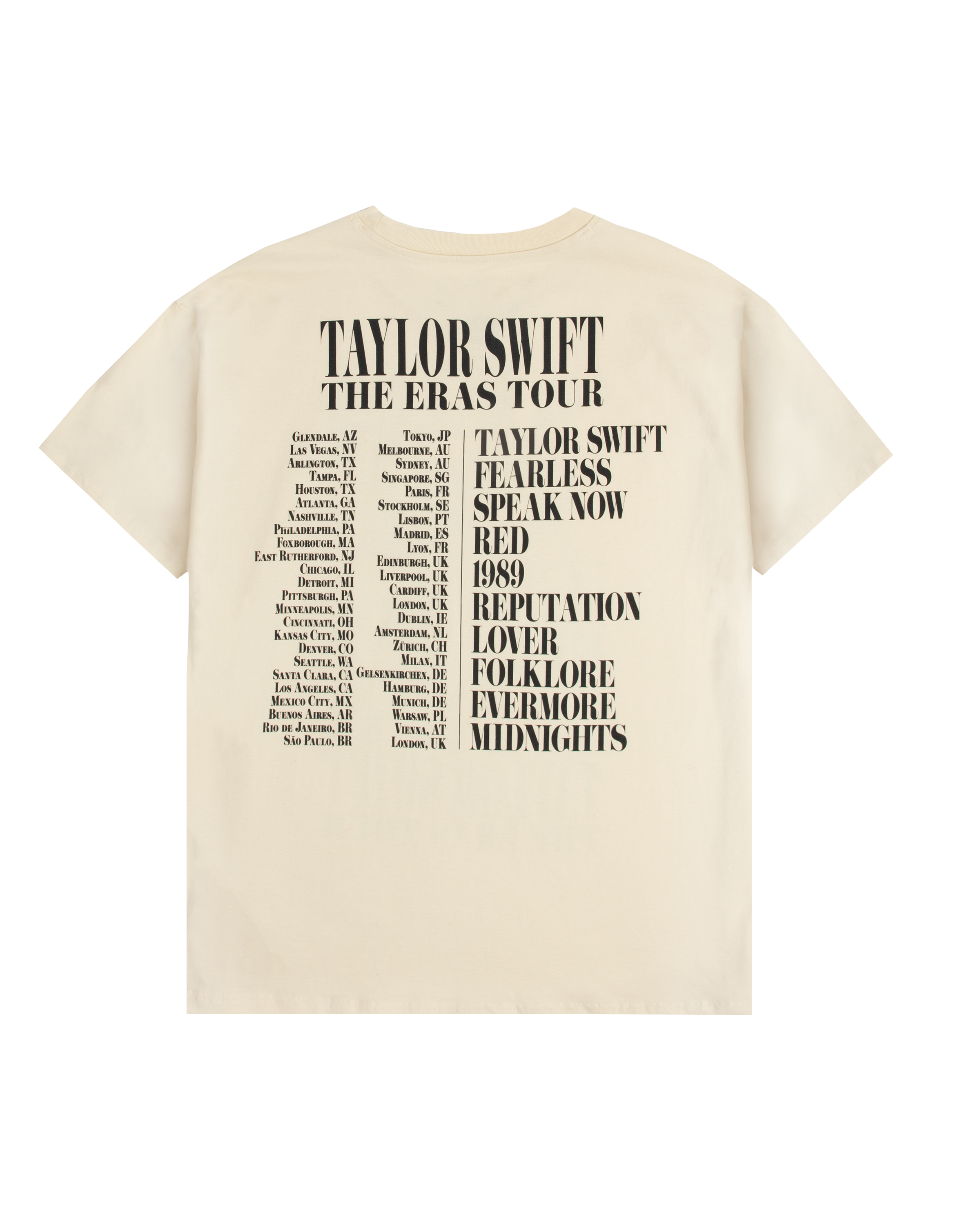 Taylor Swift | The Eras Tour Through London Beige T-Shirt Back