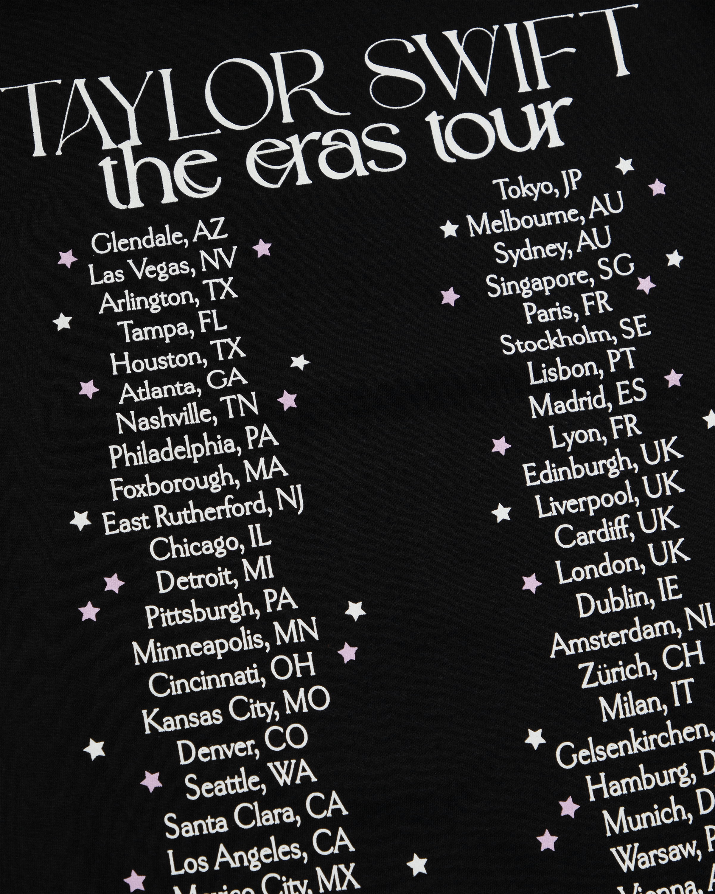 Taylor Swift | The Eras Tour Live Photo Stars T-Shirt close up