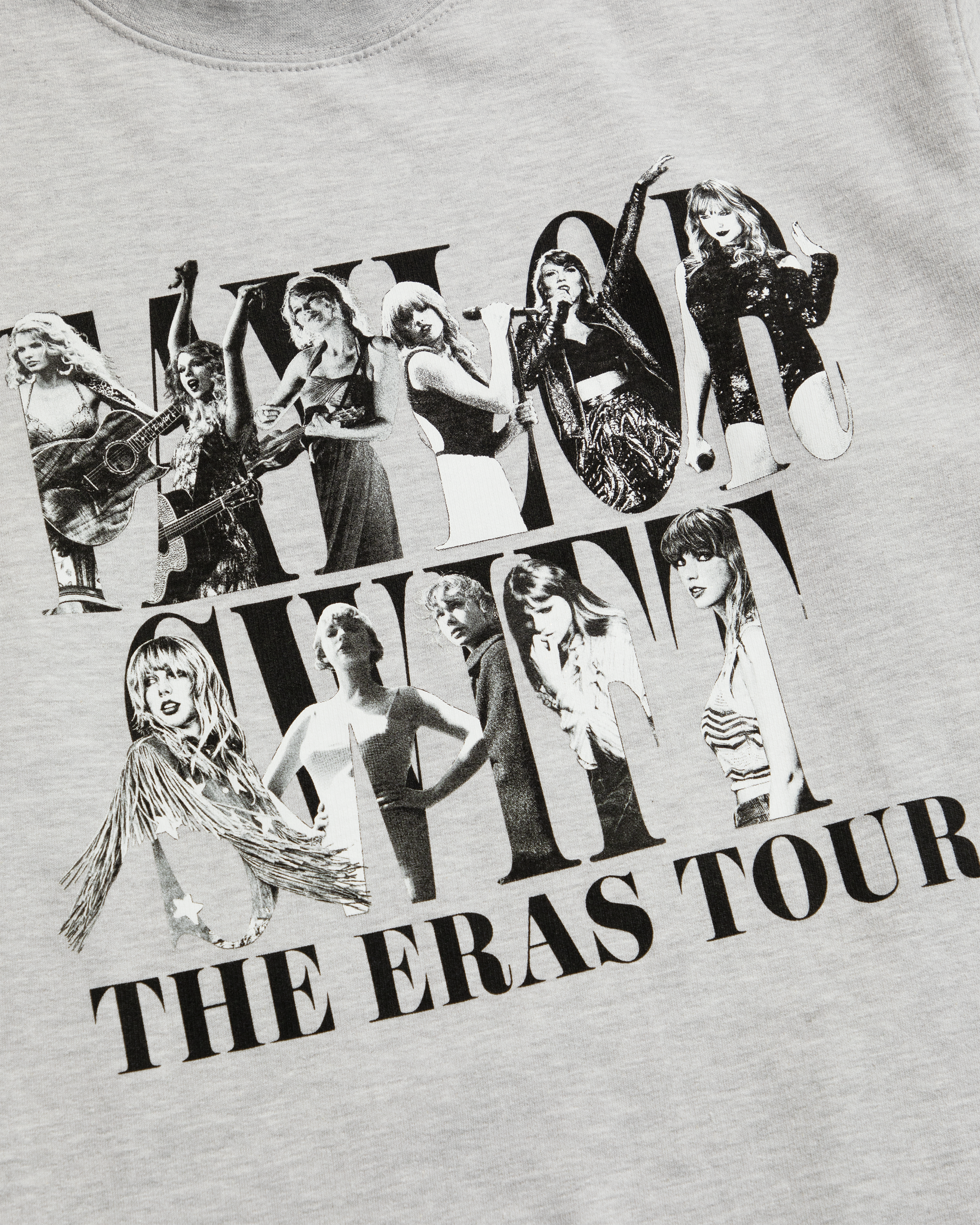 Taylor Swift | The Eras Tour Gray Crewneck close up