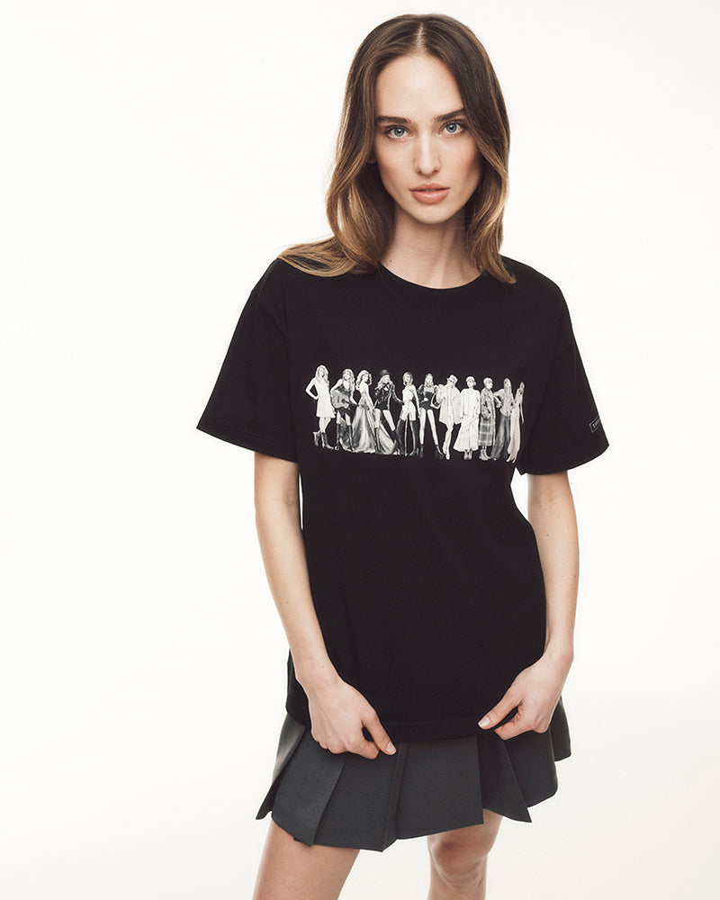 TTPD Eras Black T-Shirt Female Model 2 Close-Up