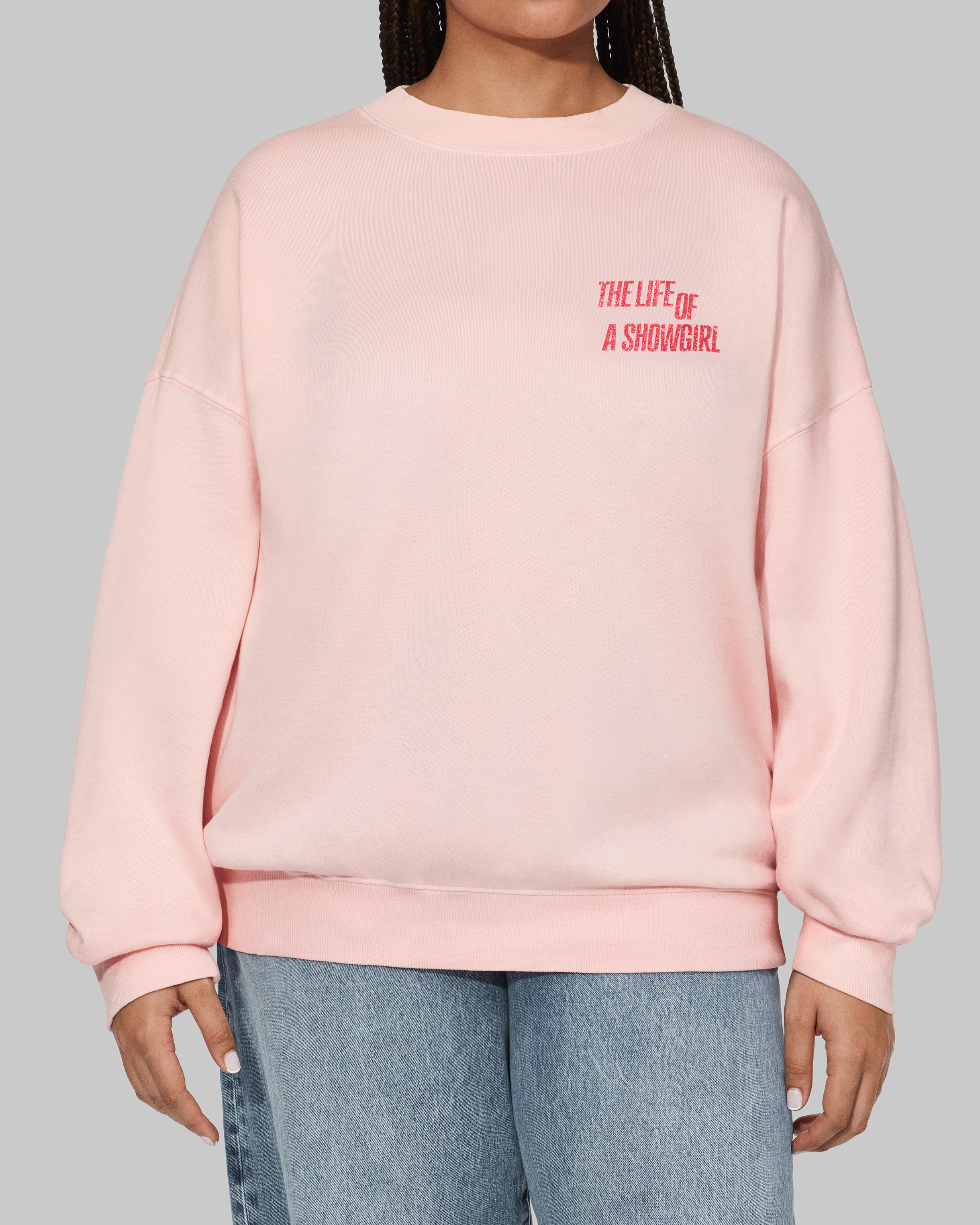 You Can Call Me Honey If You Want Pink Crewneck Sweatshirt Front on Model