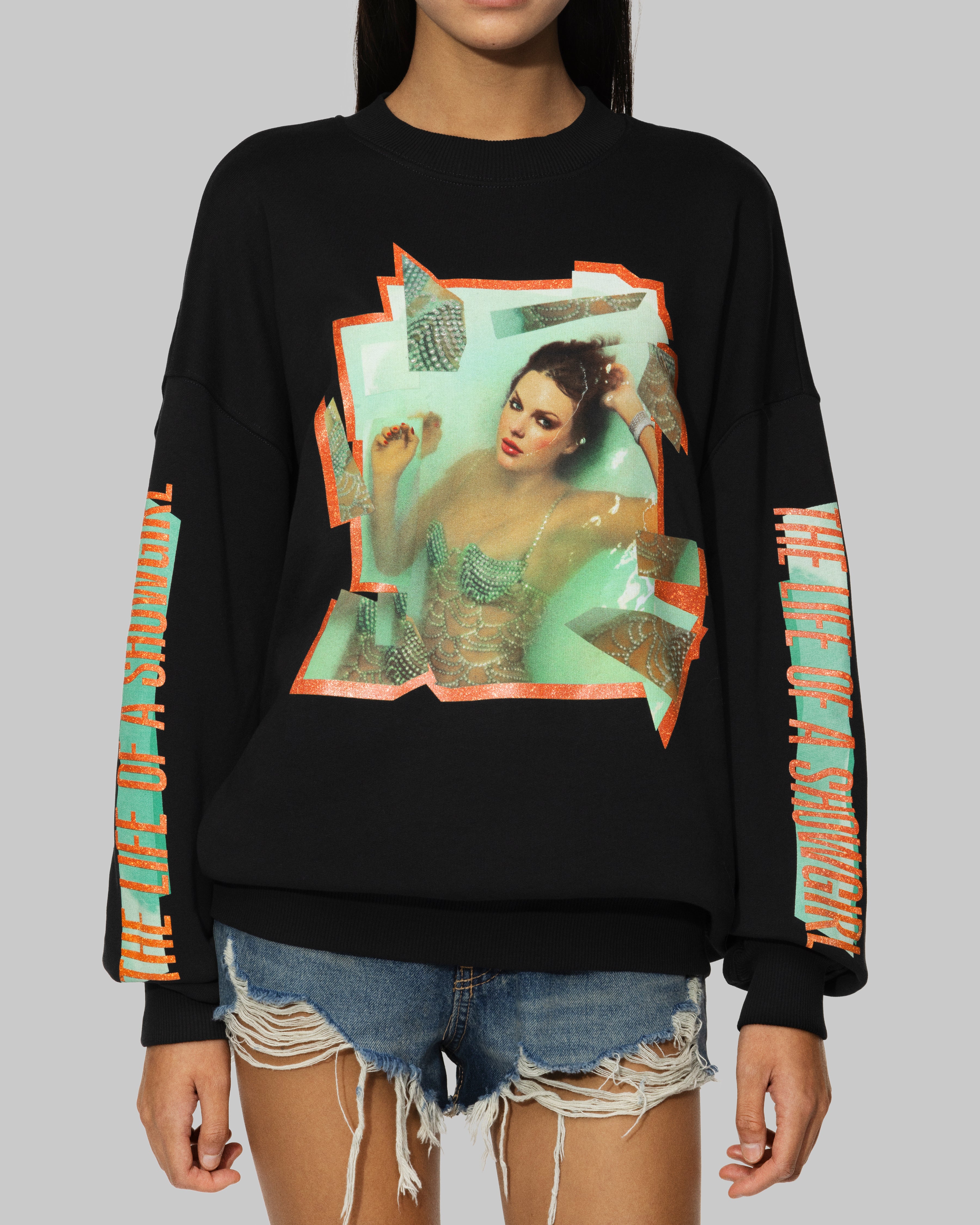 The Life of a Showgirl Crewneck Spotify Fans First Box Set S Model front