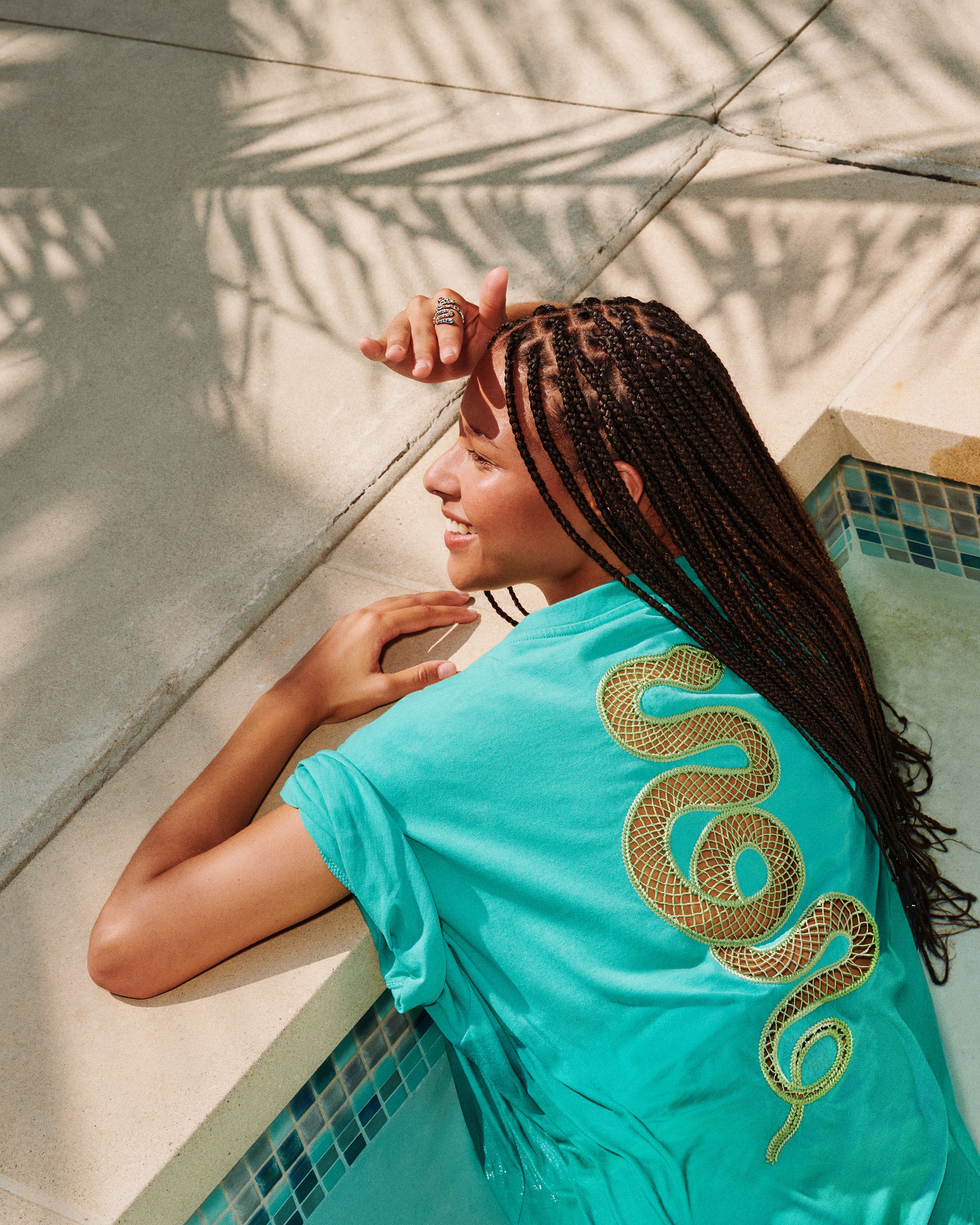 Island Breeze & Lights Down Low Crochet Snake Tee lifestyle image