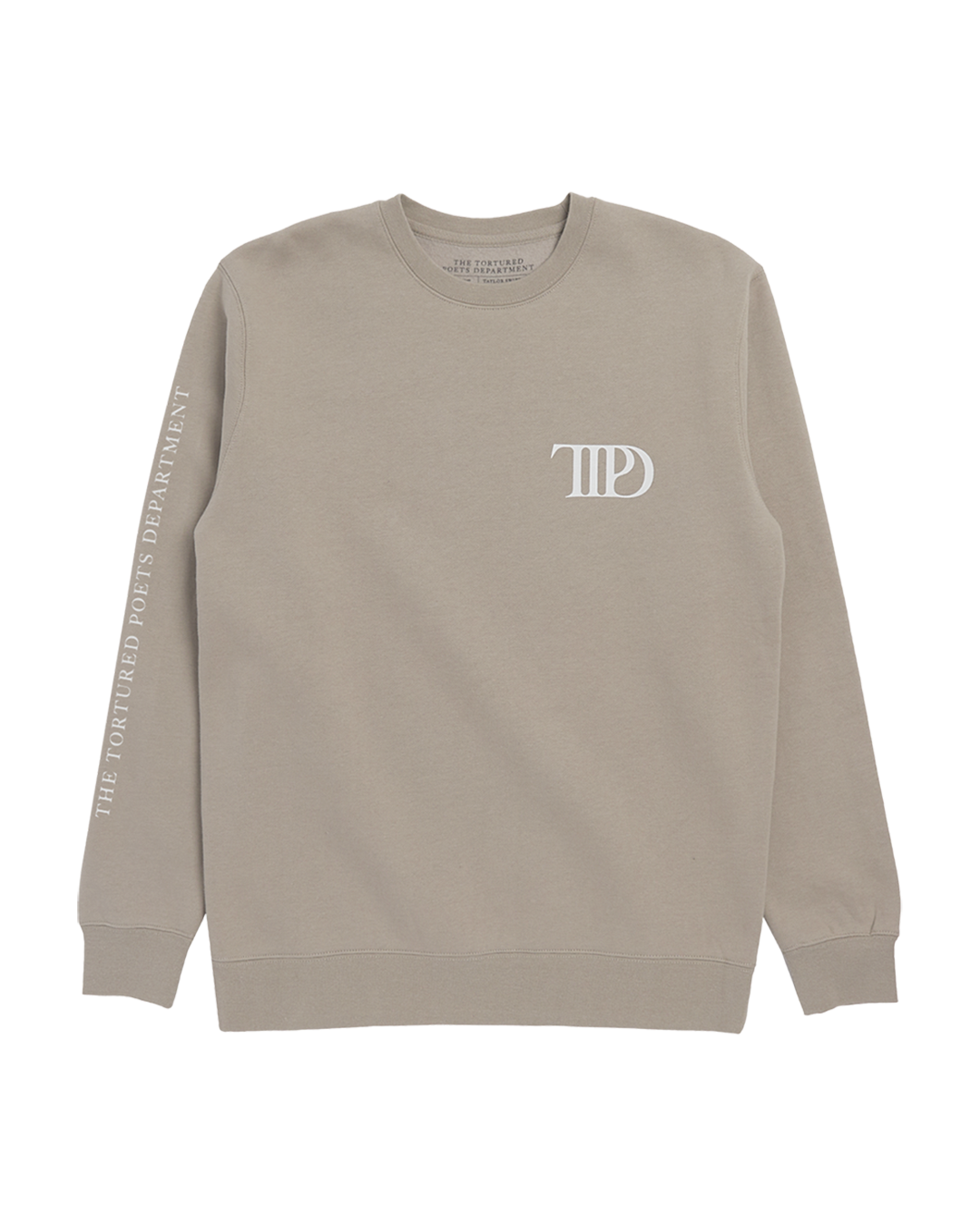 The Tortured Poets Department Beige Crewneck front