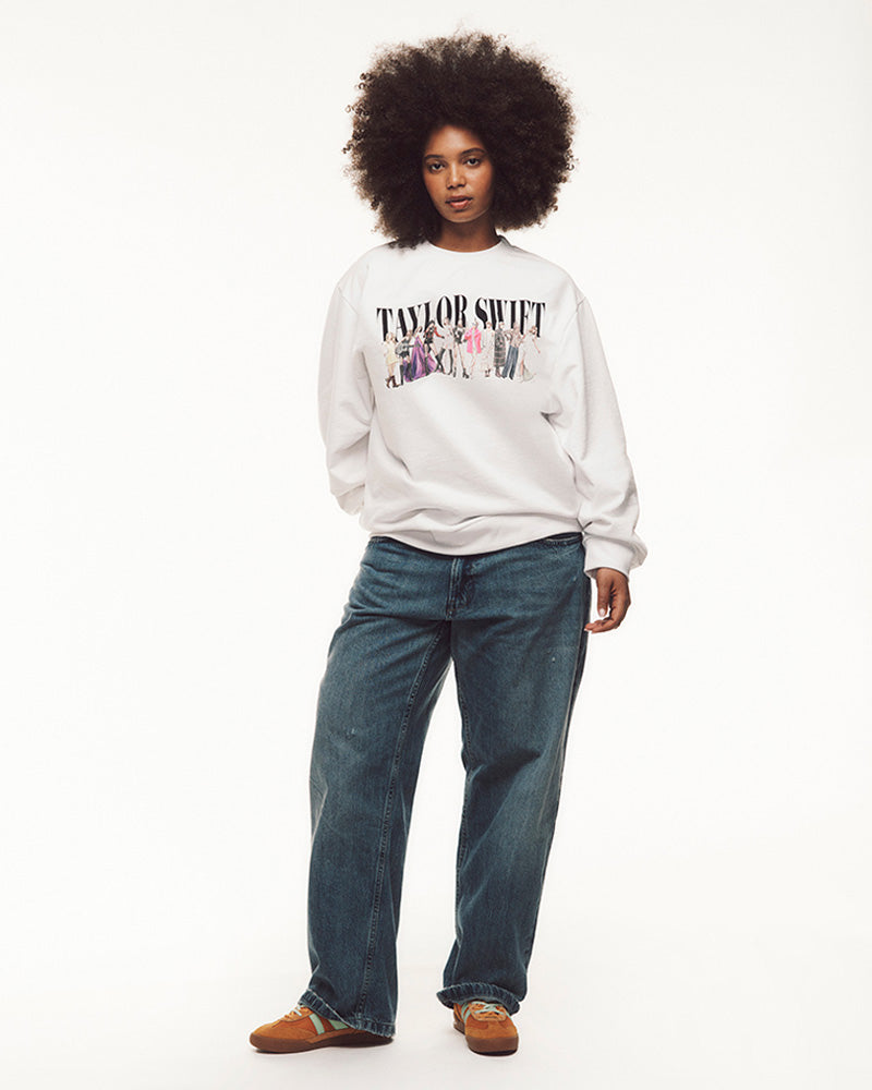 TTPD Eras White Crewneck Female Model 2 Full Body