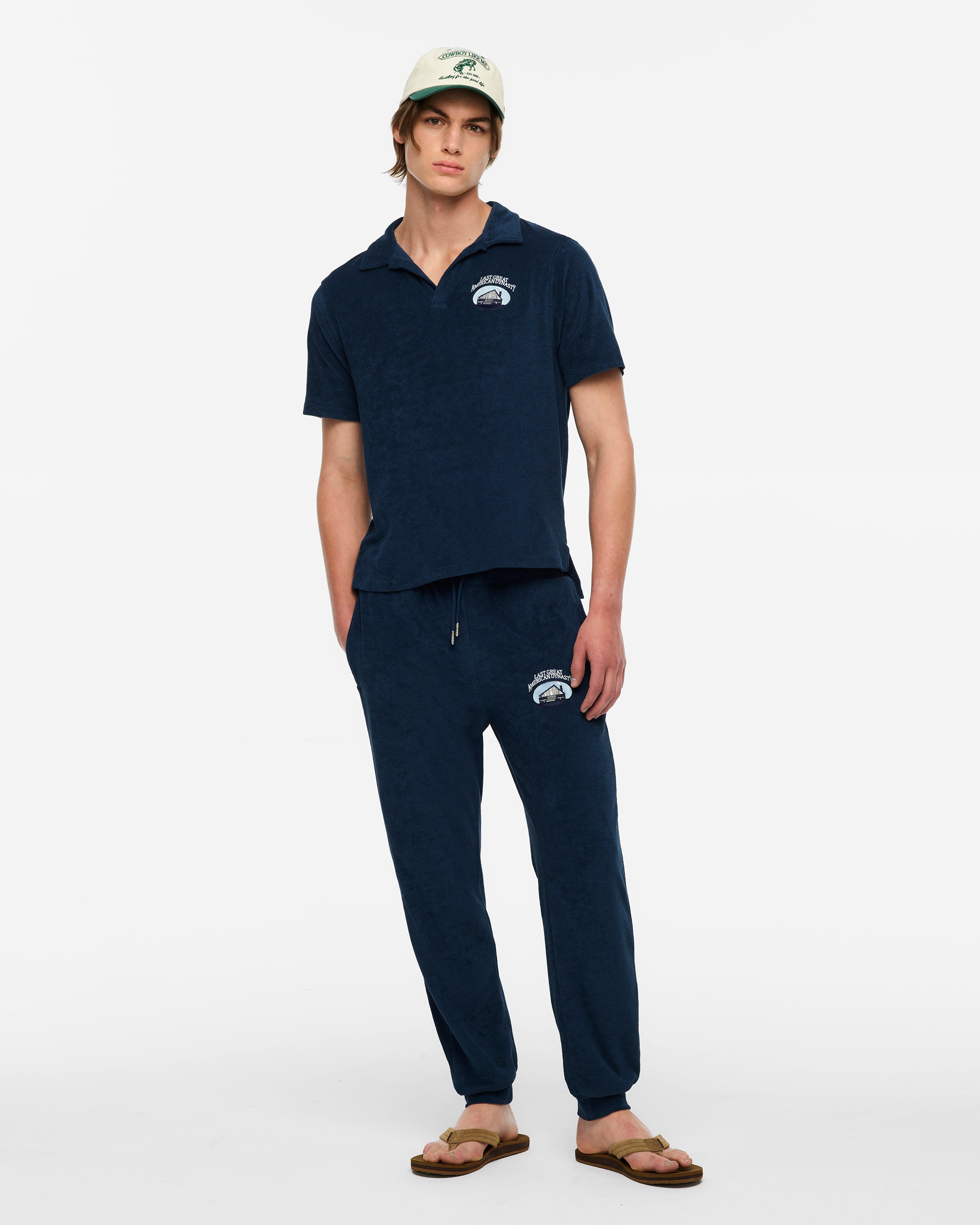 Last Great American Dynasty Terry Cloth Polo L model full length