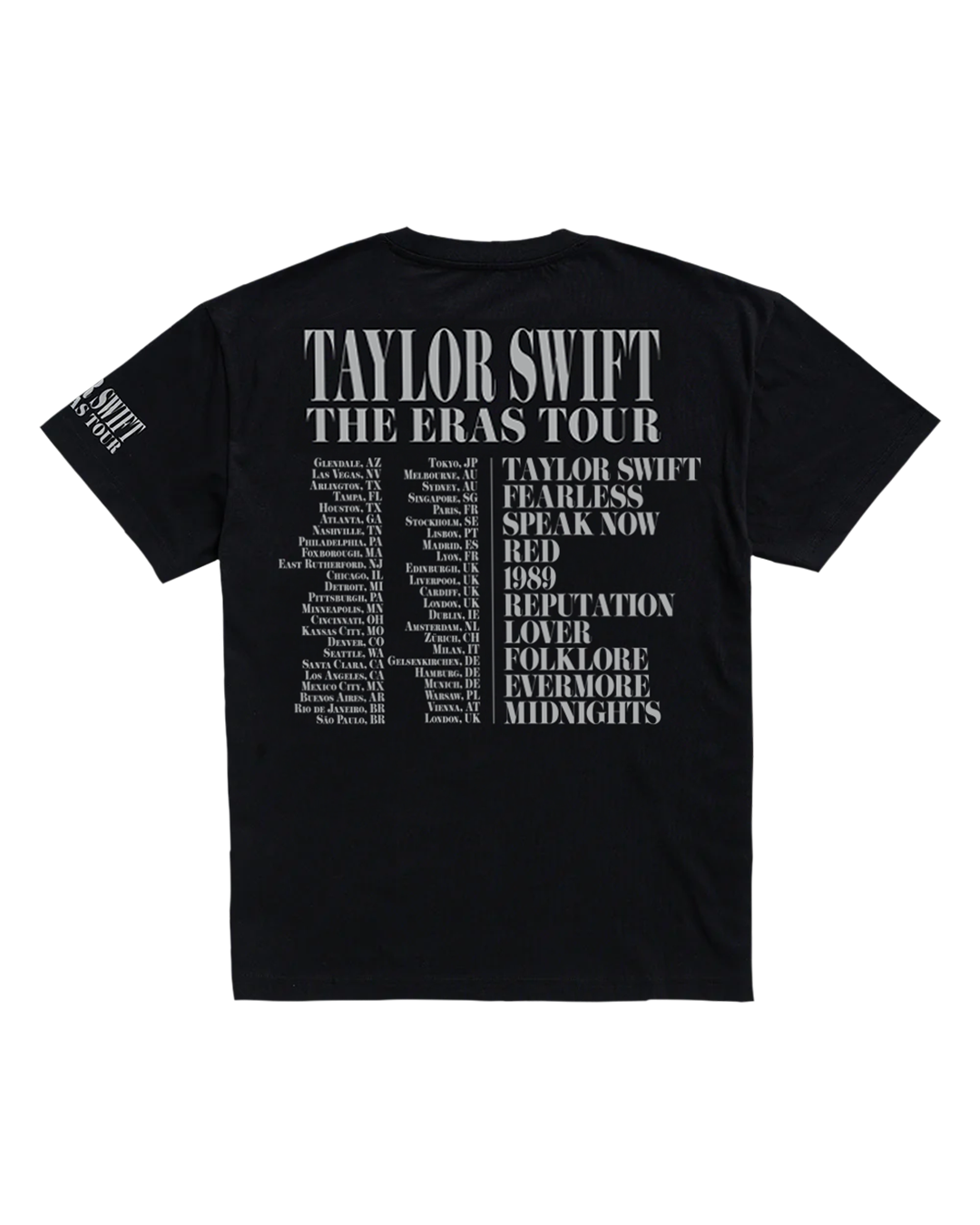 Taylor Swift | The Eras Tour Through London Black T-Shirt back