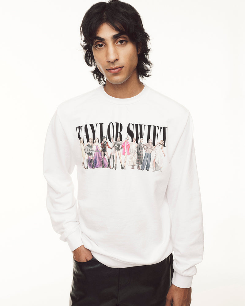 TTPD Eras White Crewneck Male Model Close-Up