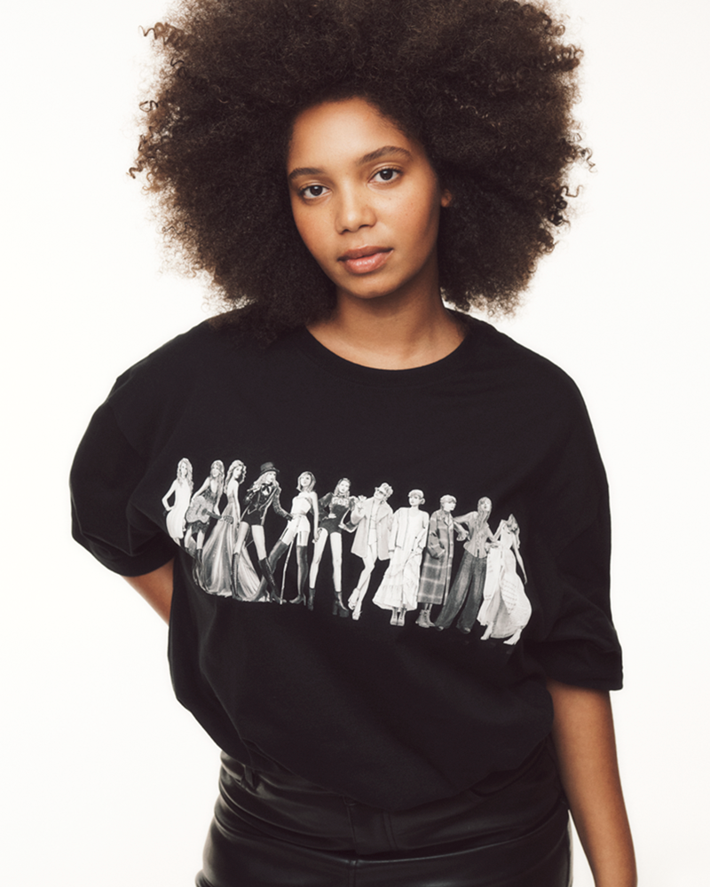 TTPD Eras Black T-Shirt Female Model Close-Up