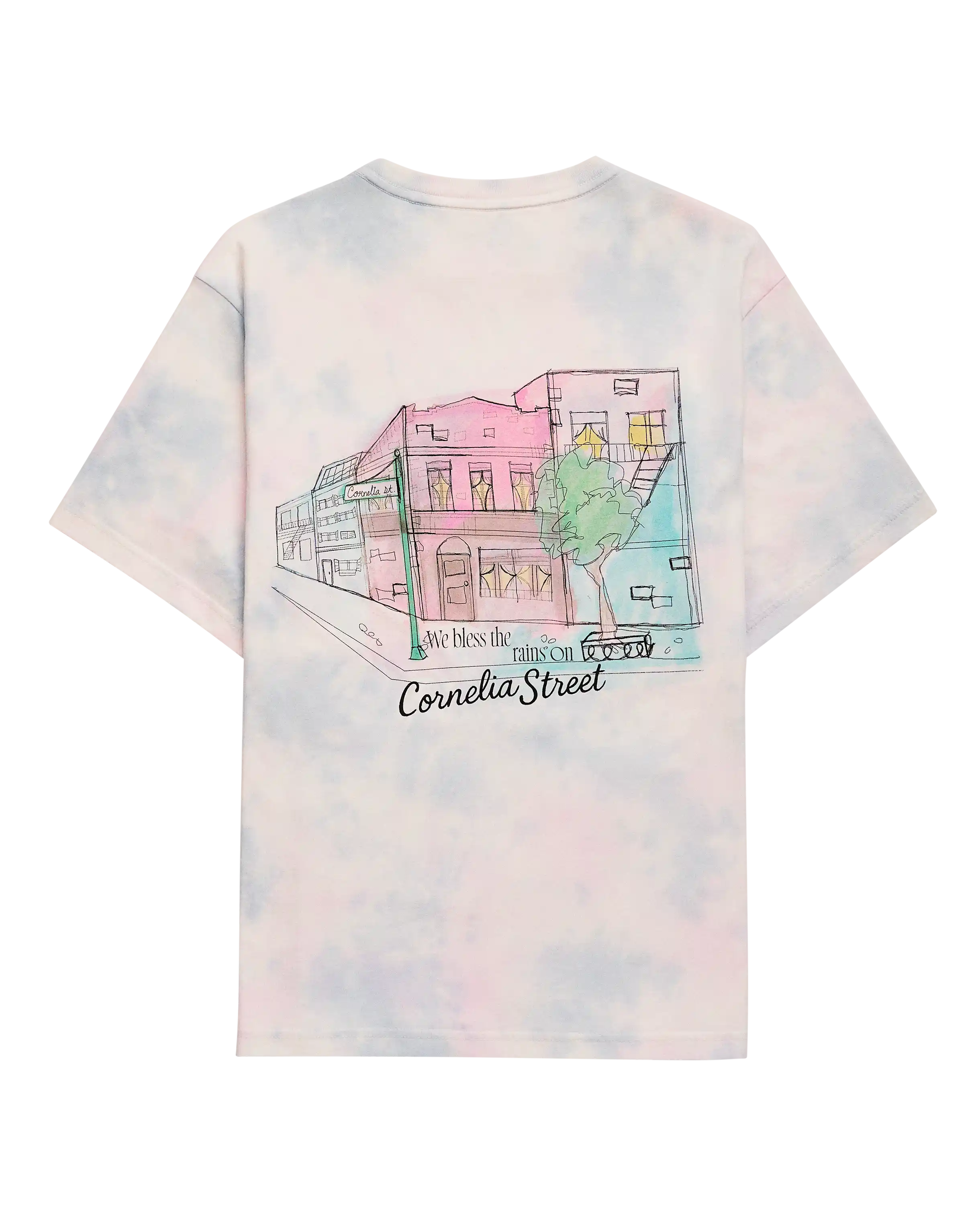 We Bless the Rains on Cornelia Street Tie Dye Tee back