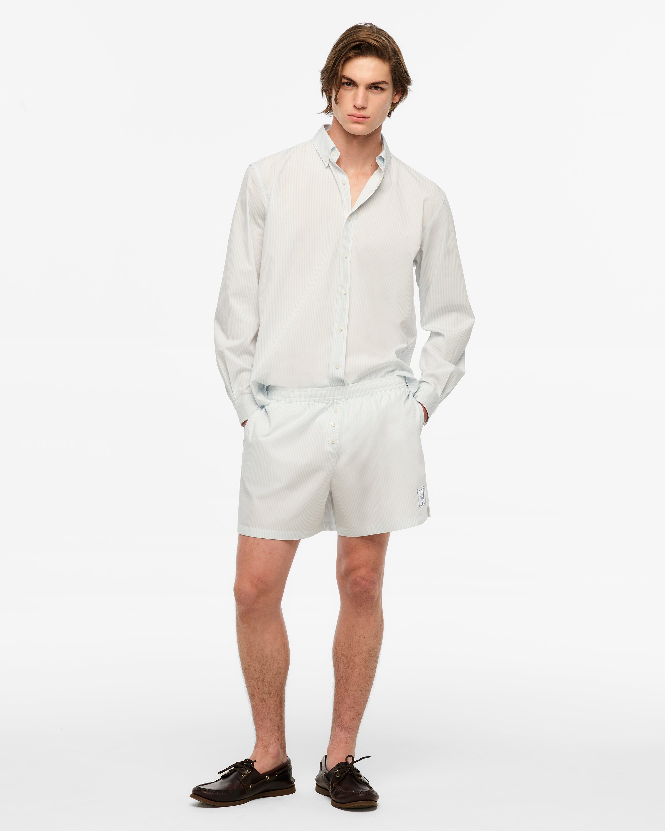 1989 (Taylor’s Version) Blue Stripe Poplin Shorts L size model full length