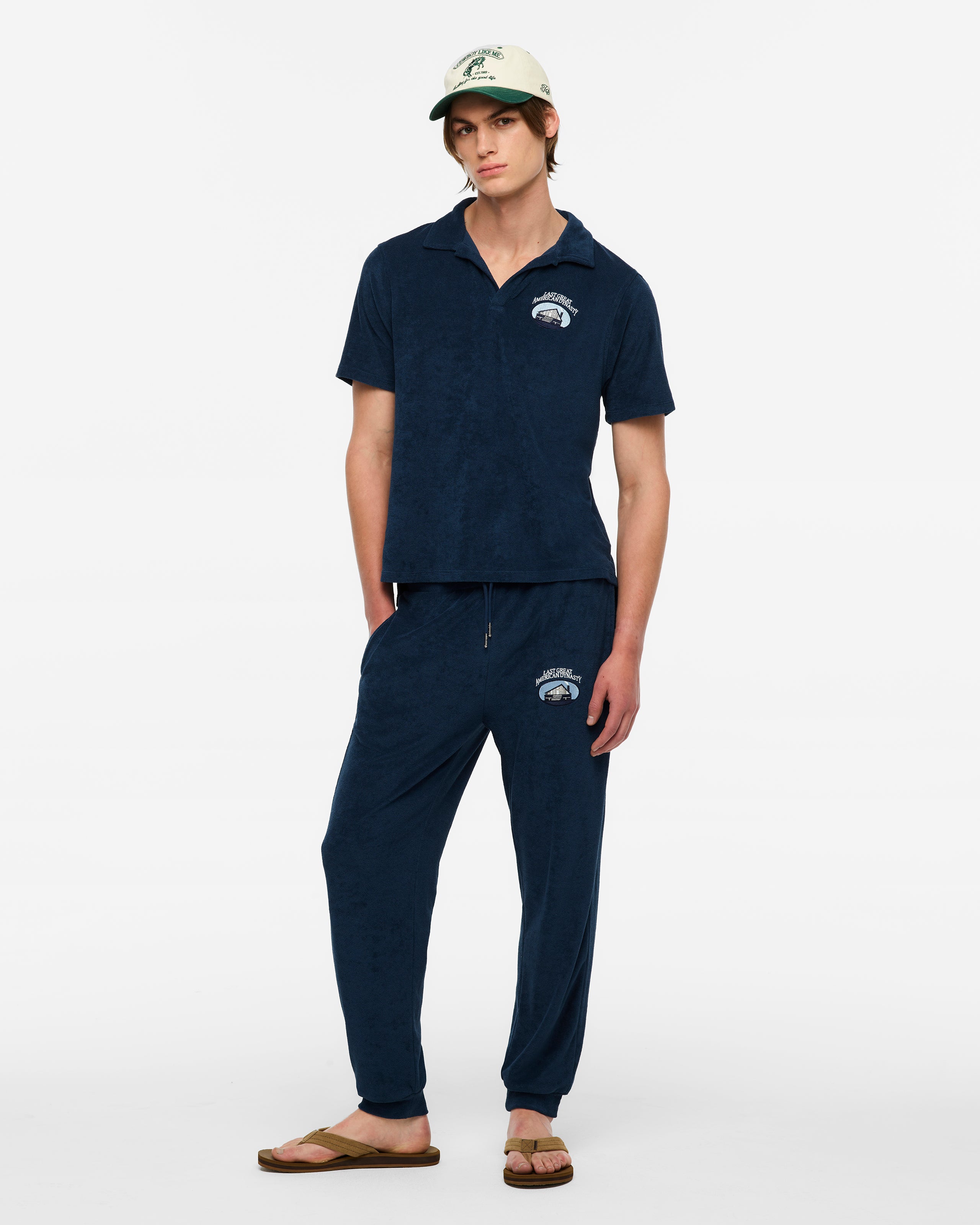 Last Great American Dynasty Terry Cloth Polo L model full length alternate