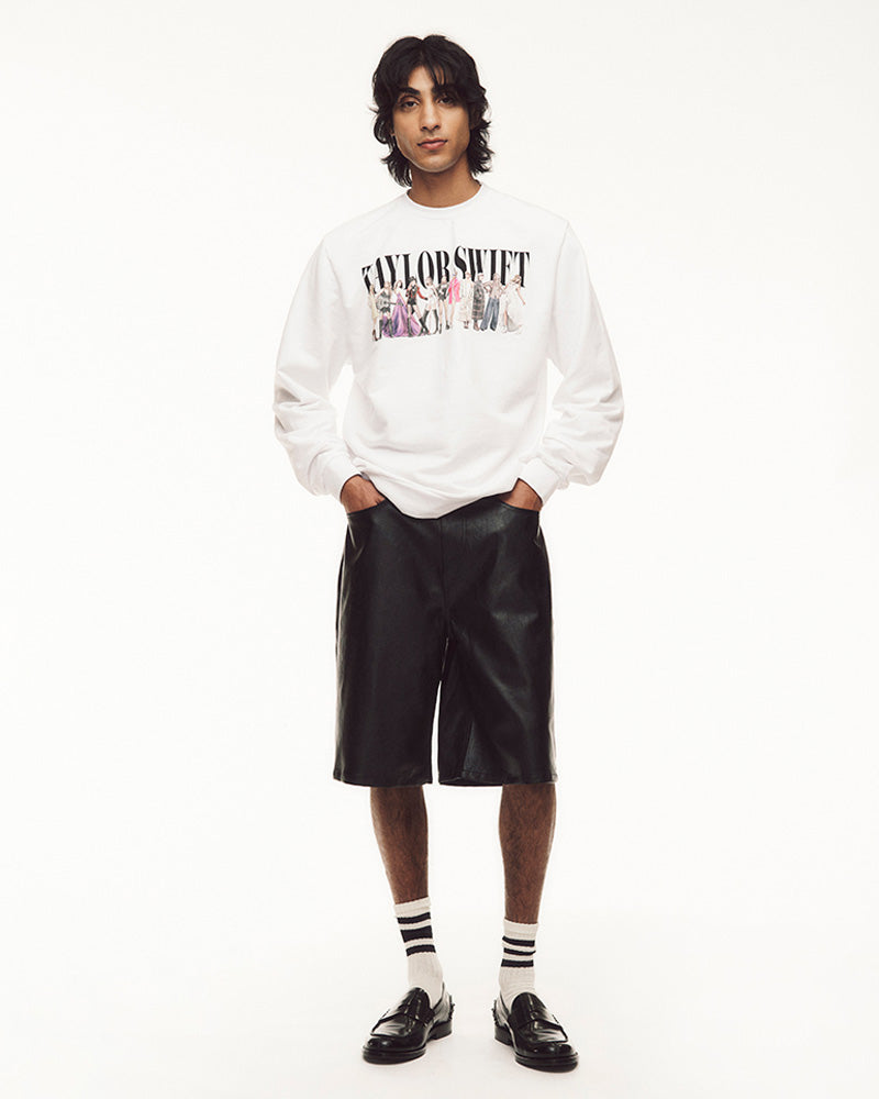 TTPD Eras White Crewneck Male Model Full Body Front View