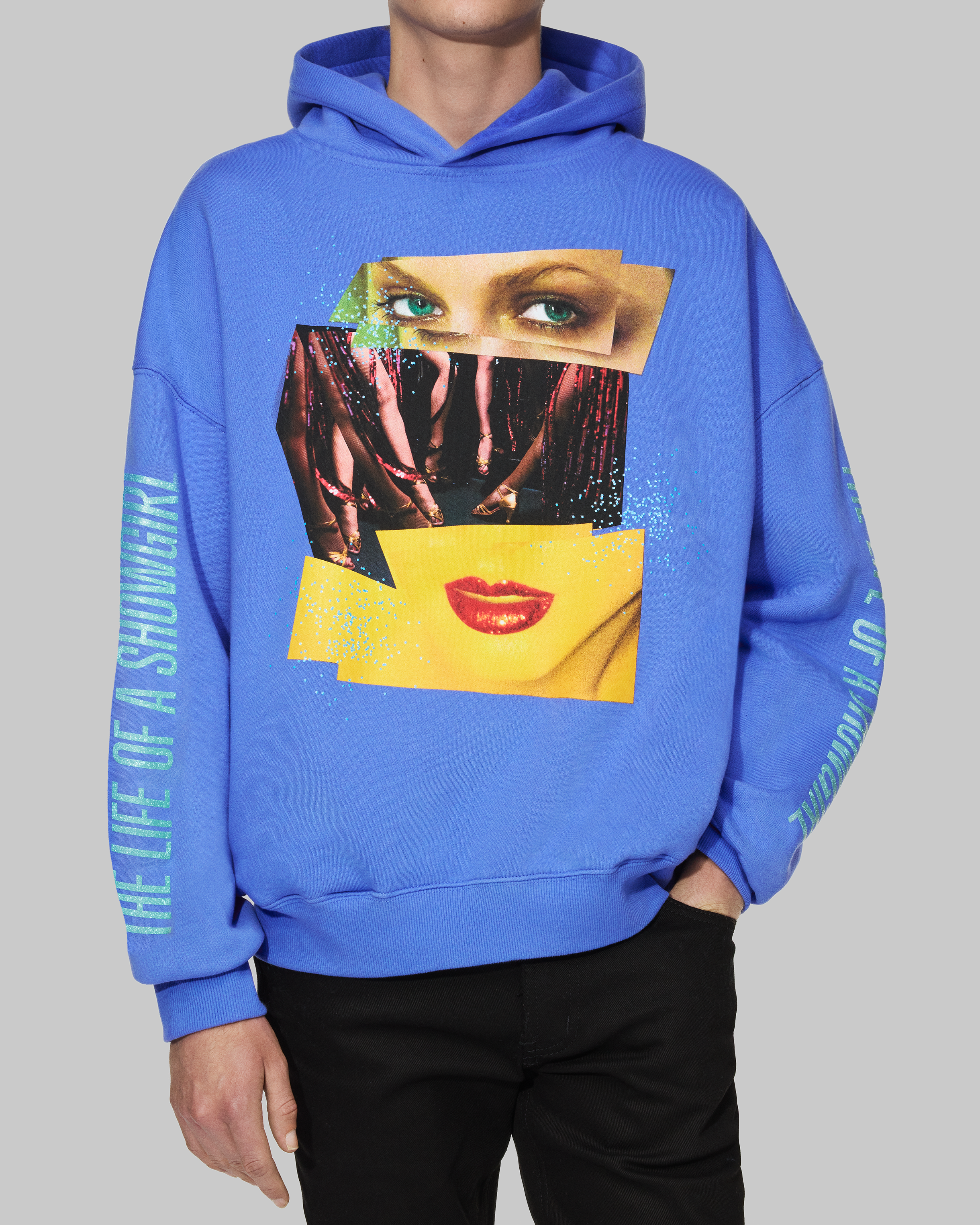 The Life of a Showgirl Violet Blue Hoodie Model