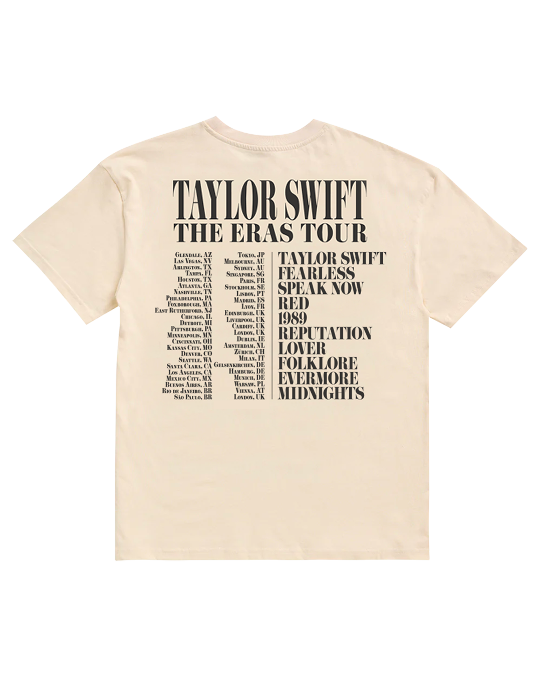 Taylor Swift | The Eras International Tour Beige T-Shirt back
