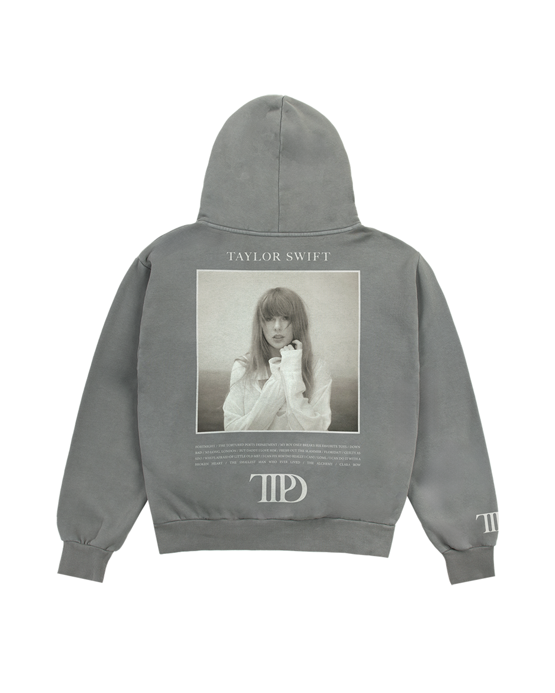 The Tortured Poets Department Gray Hoodie back