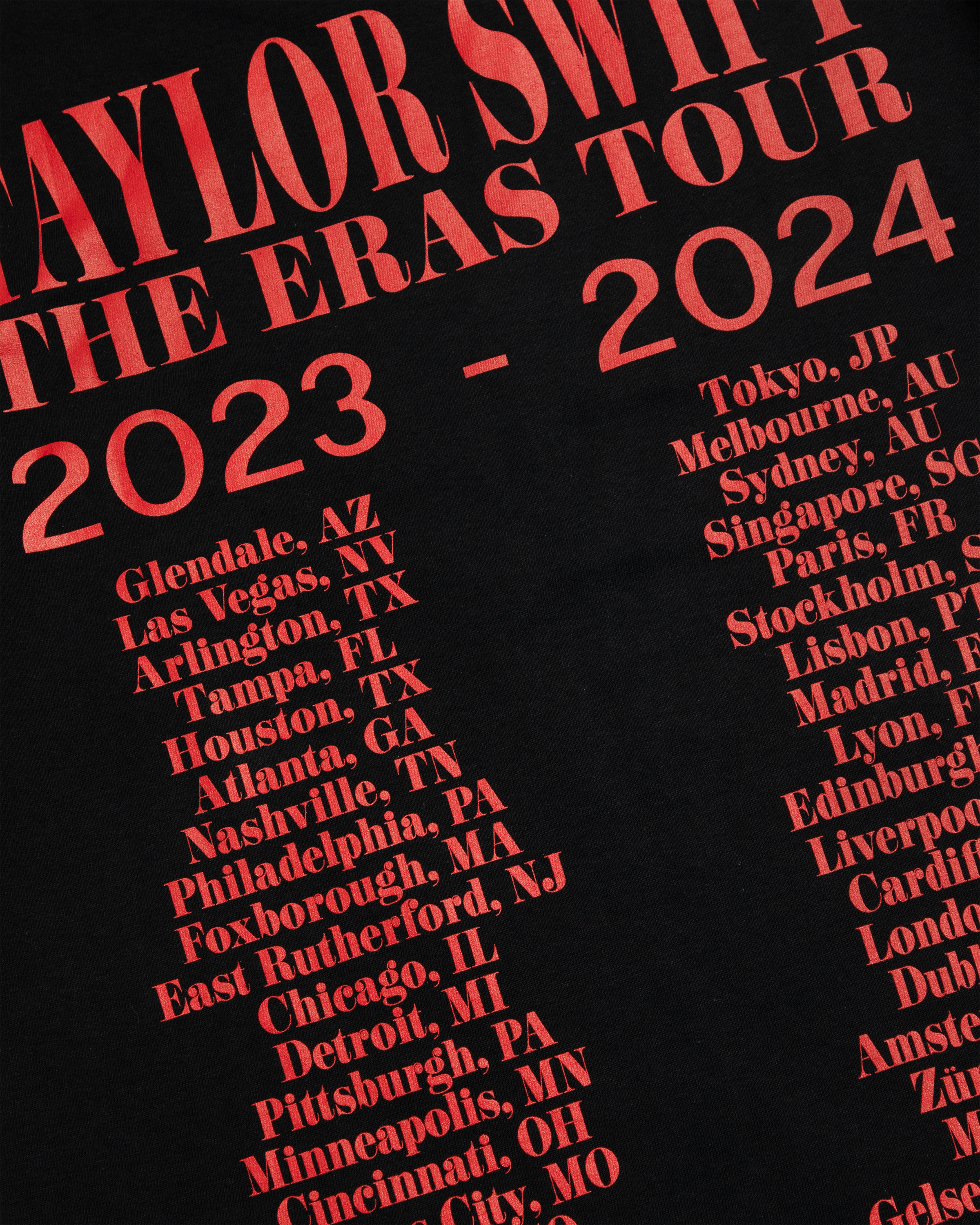 Taylor Swift | The Eras Tour Photo Black T-Shirt close up