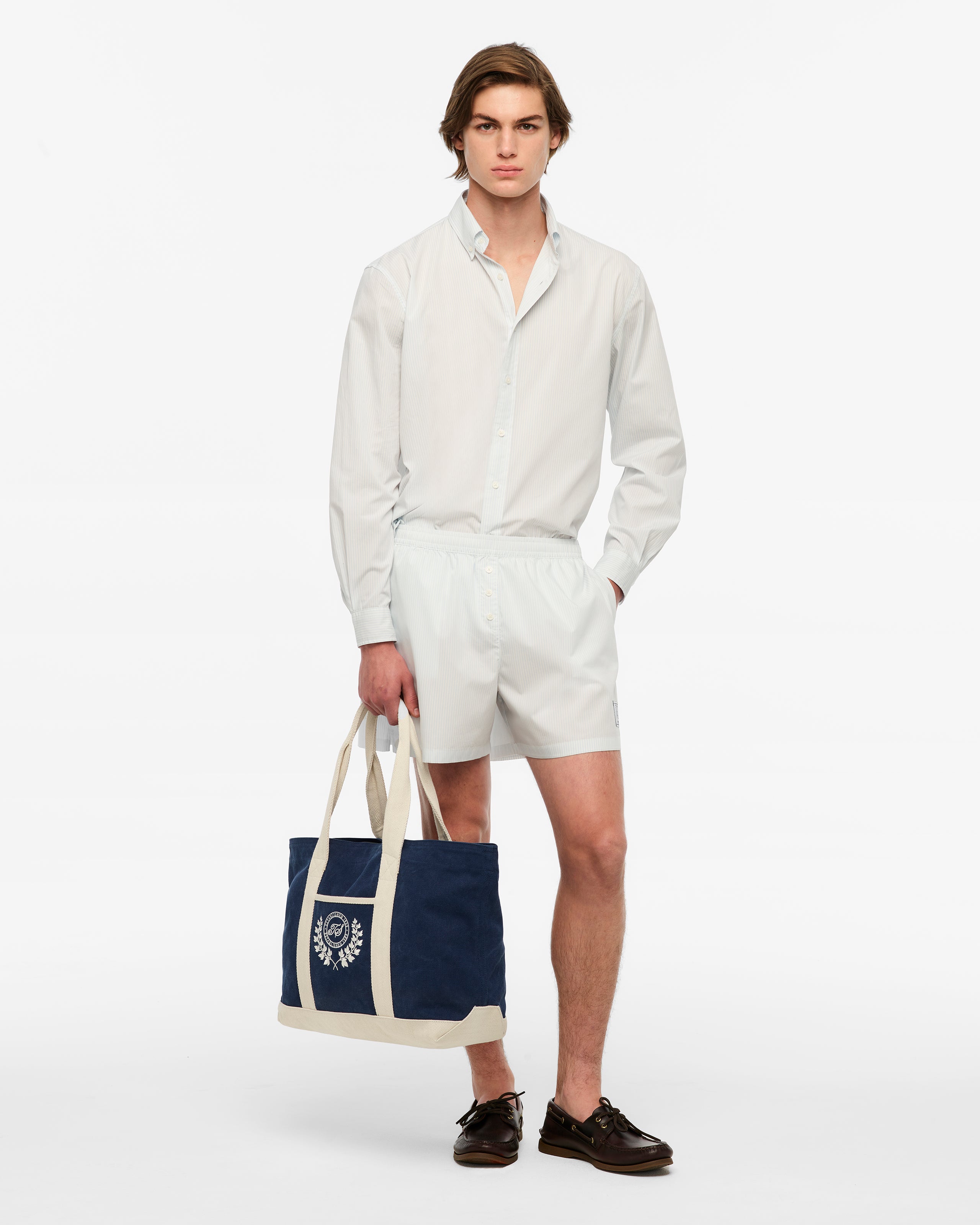 TS Crest Washed Navy Beach Bag L size model