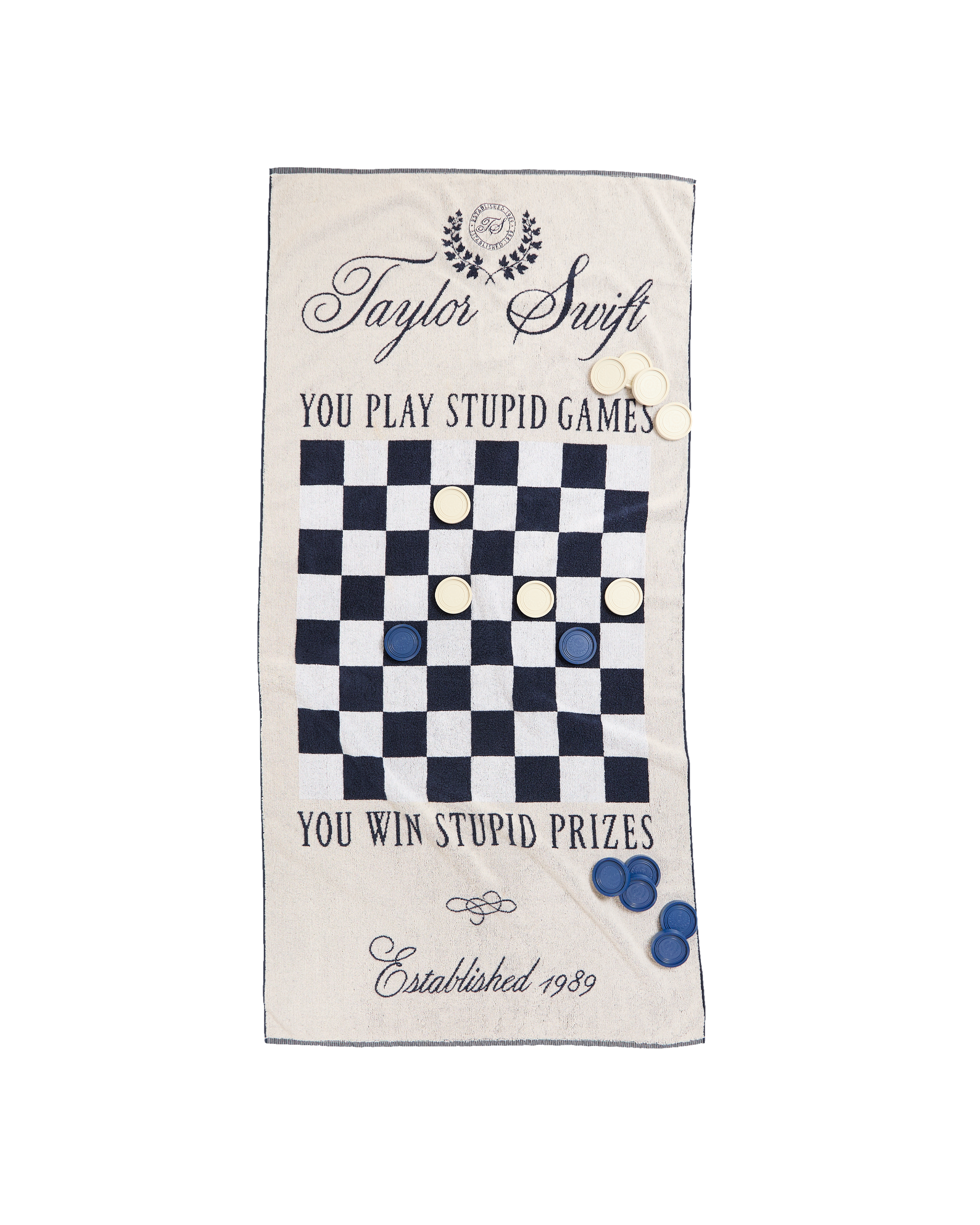 Taylor Swift Checker Game Towel with game pieces