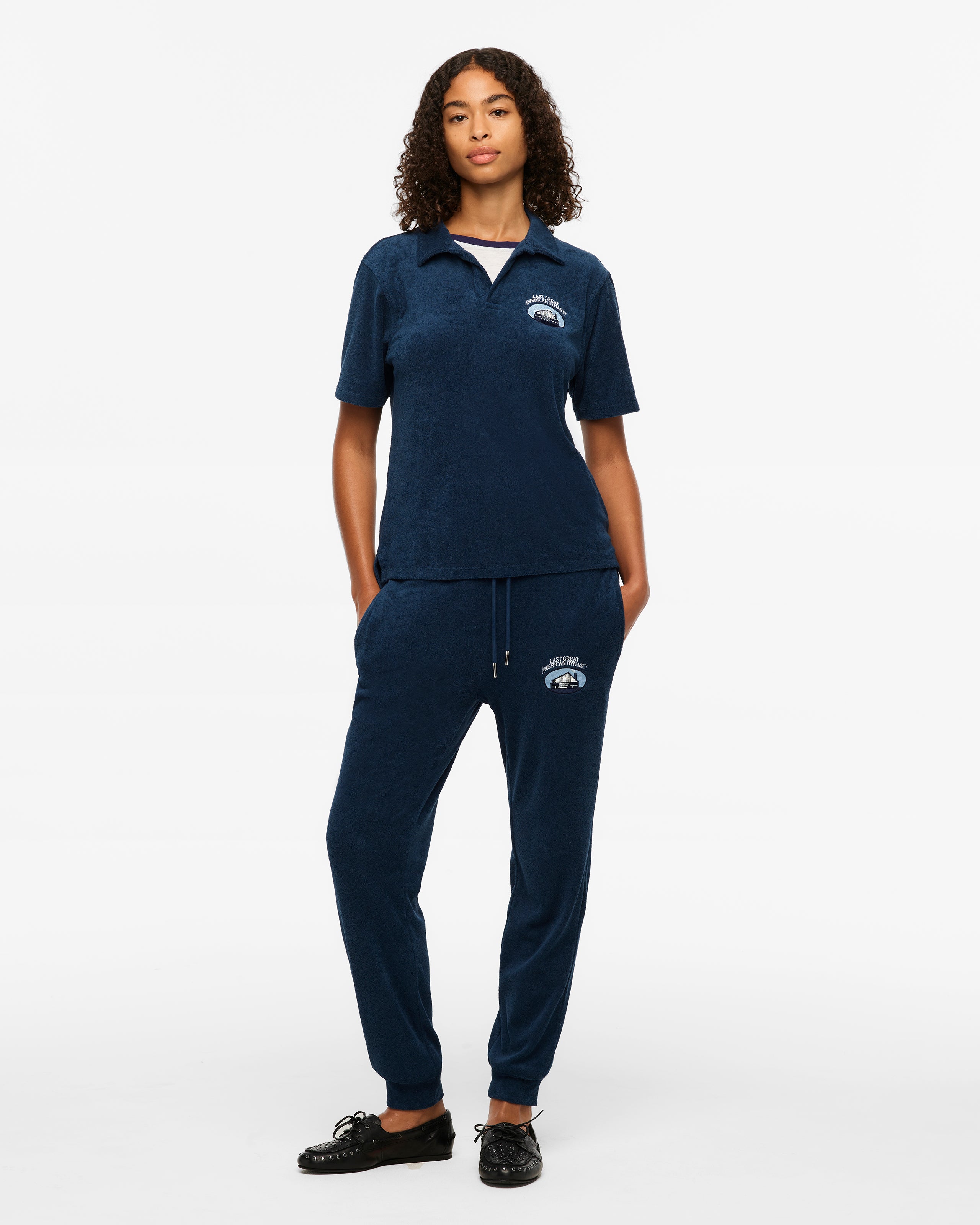 Last Great American Dynasty Terry Cloth Polo S model full length