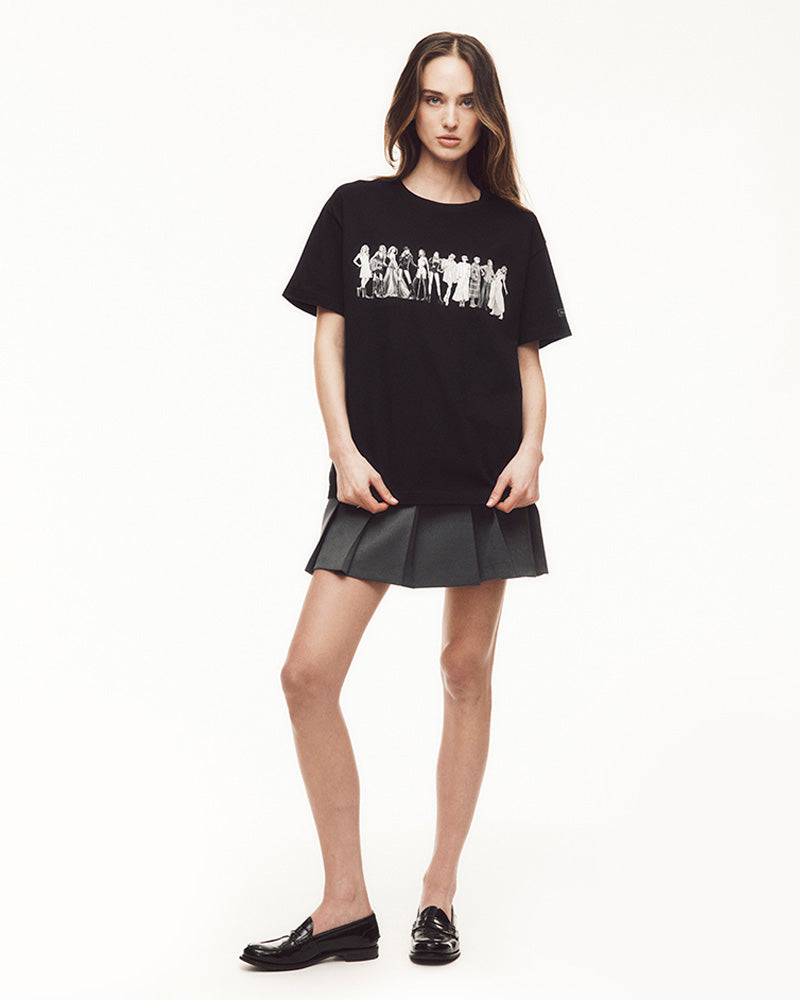 TTPD Eras Black T-Shirt Female Model 2 Full Body
