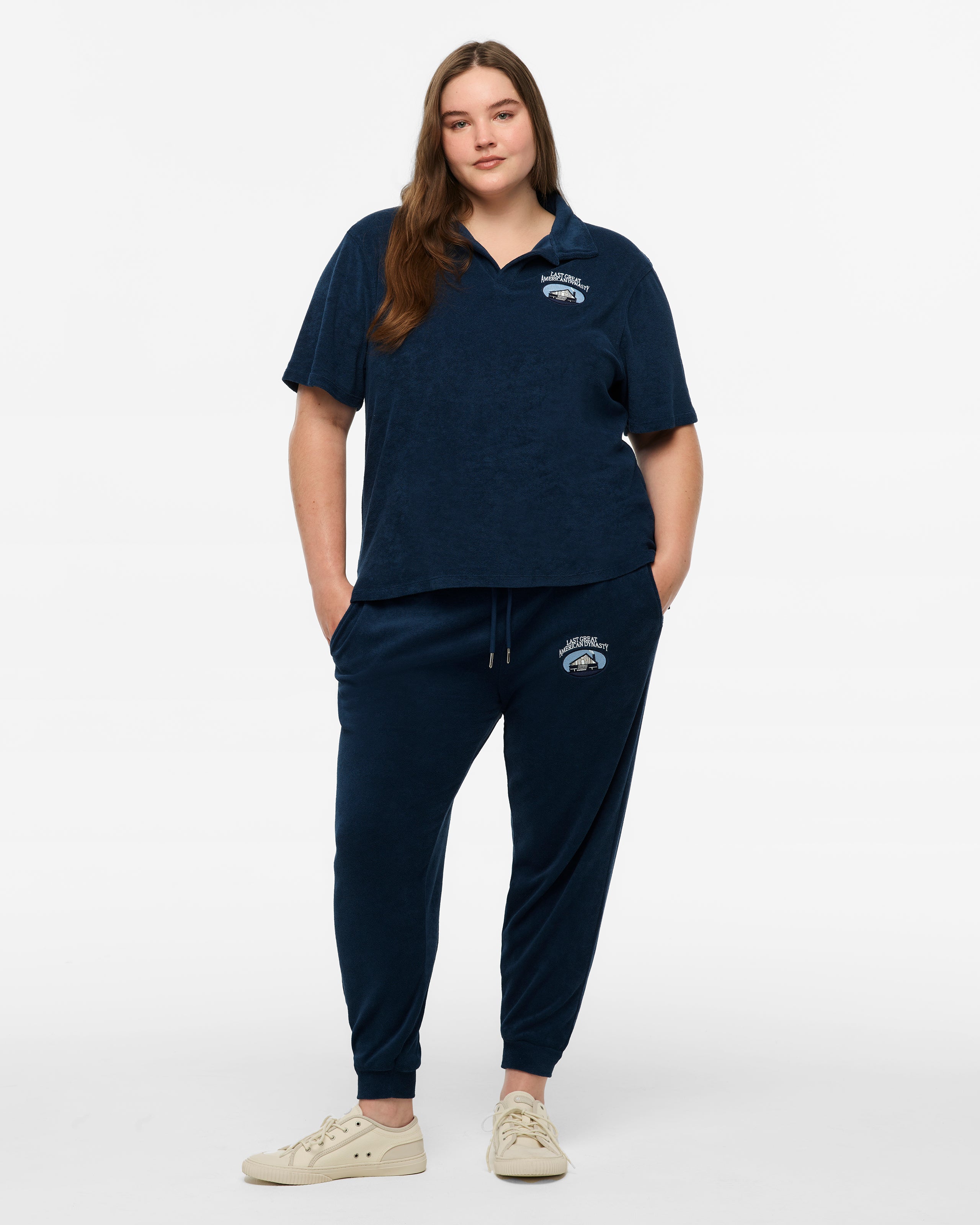 Last Great American Dynasty Terry Cloth Polo 2XL model full length
