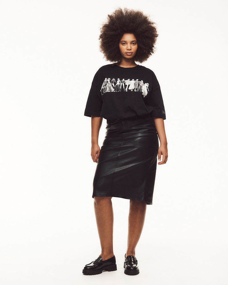 TTPD Eras Black T-Shirt Female Model 1 Full Body